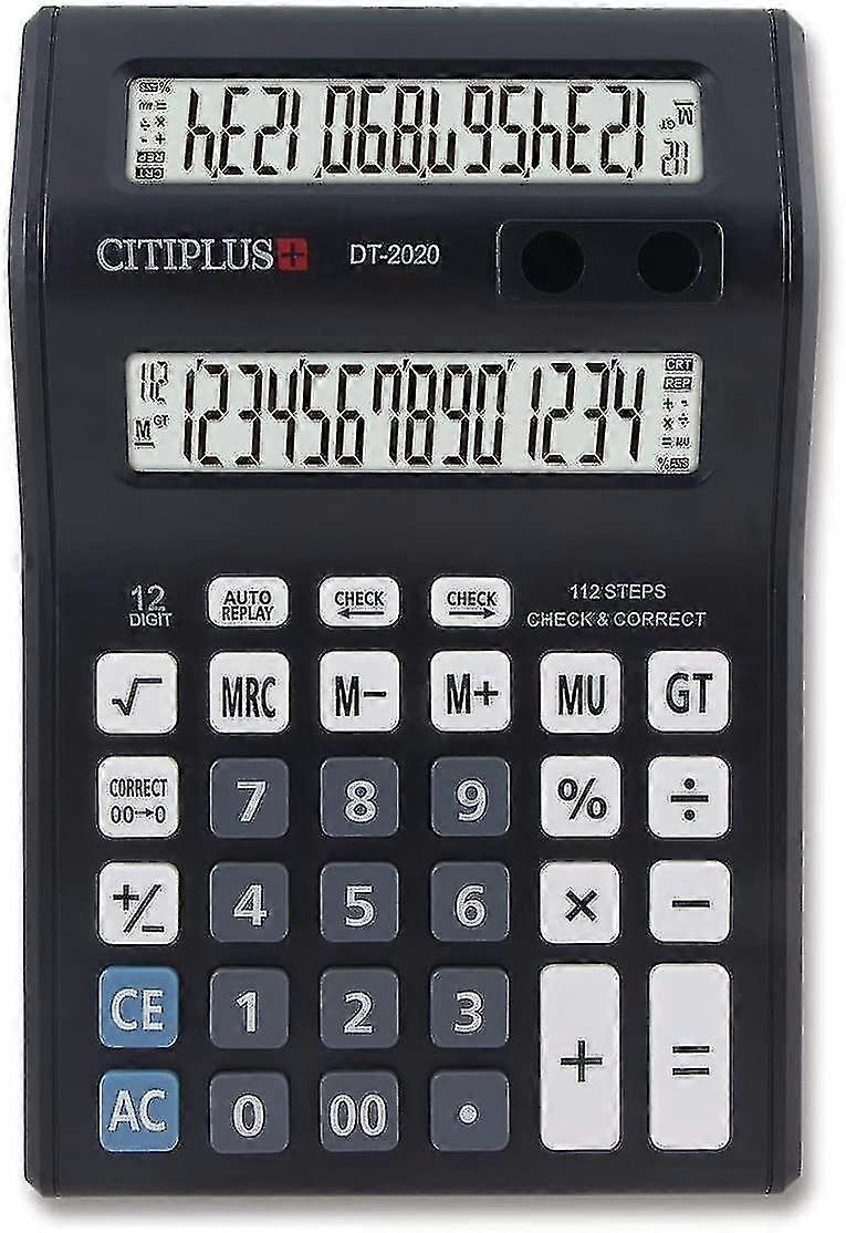 + Dual Display Calculator, Office Desktop Calculator, 12-cijferige groot scherm en grote knop