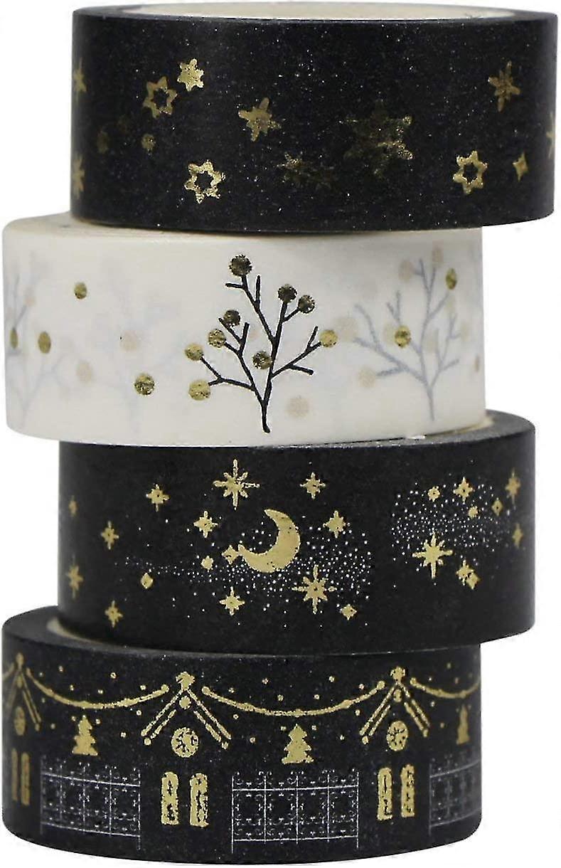 christmas decorative washi tapes, set of 4 golden