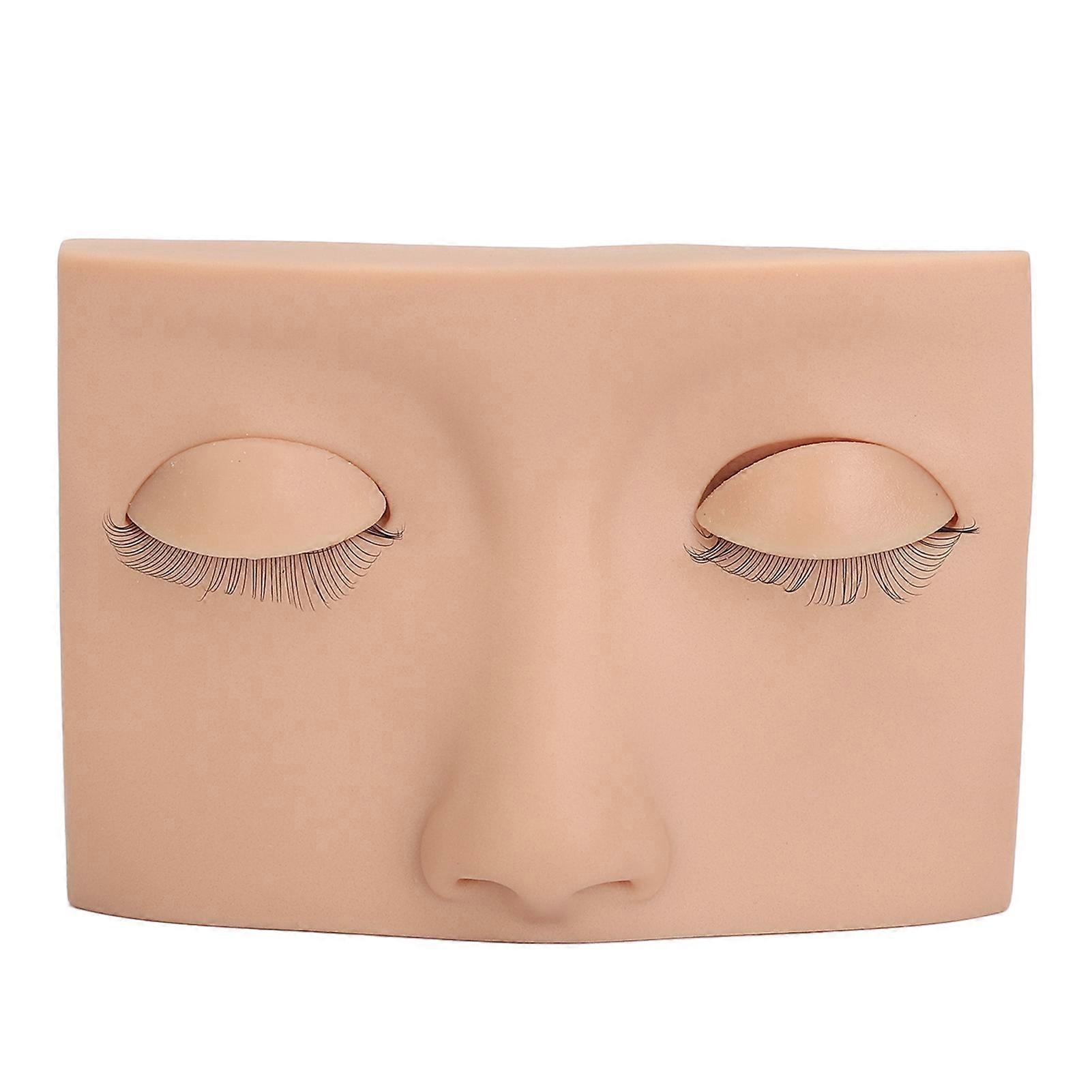 Eyelash Practice Mannequin Face Silicone Lash Mannequin Head with Double Layers Replaced Eyelids Skin Color