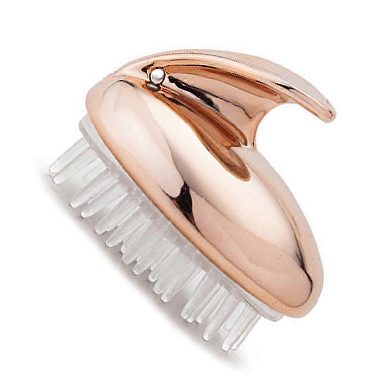Hair Brush Soft Silicone Detachable Deep Cleansing Reduce Dandruff Scalp Massage Brush Rose Gold