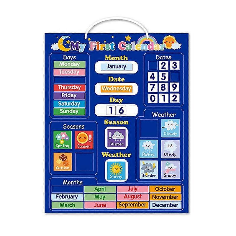 Kids Magnetic First Calendar Time Month Date Day Weather Learning Chart Board Early Educational Toy