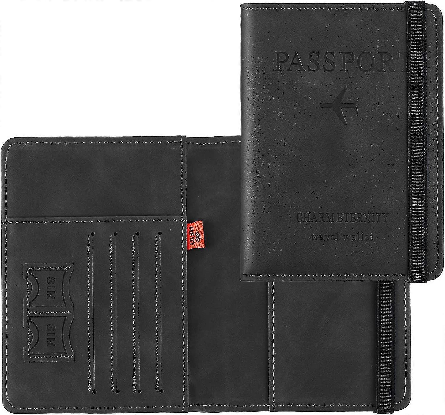 Passport Holder, Passport Cover With Rfid Blocking Protector, Travel Wallet Organiser, Black, 1pcs