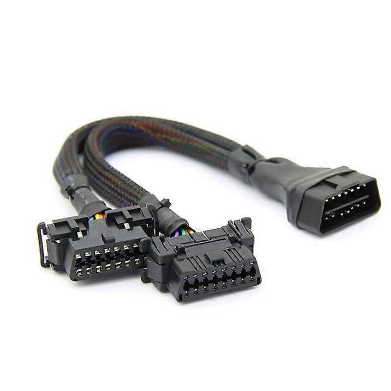 2 iN 1 OBD2 Extension Cable Male to 2 Female Splitter Car Computer Connection Conversion Plug Socke