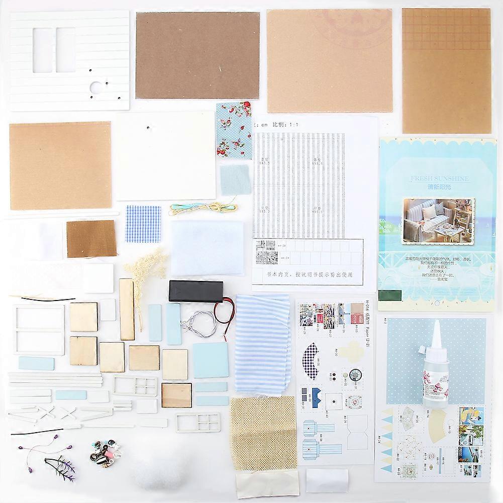 ديي دمية بيوت مصغرة دمية ألعاب خشبية للأطفال هدية عيد ميلاد (أزرق)