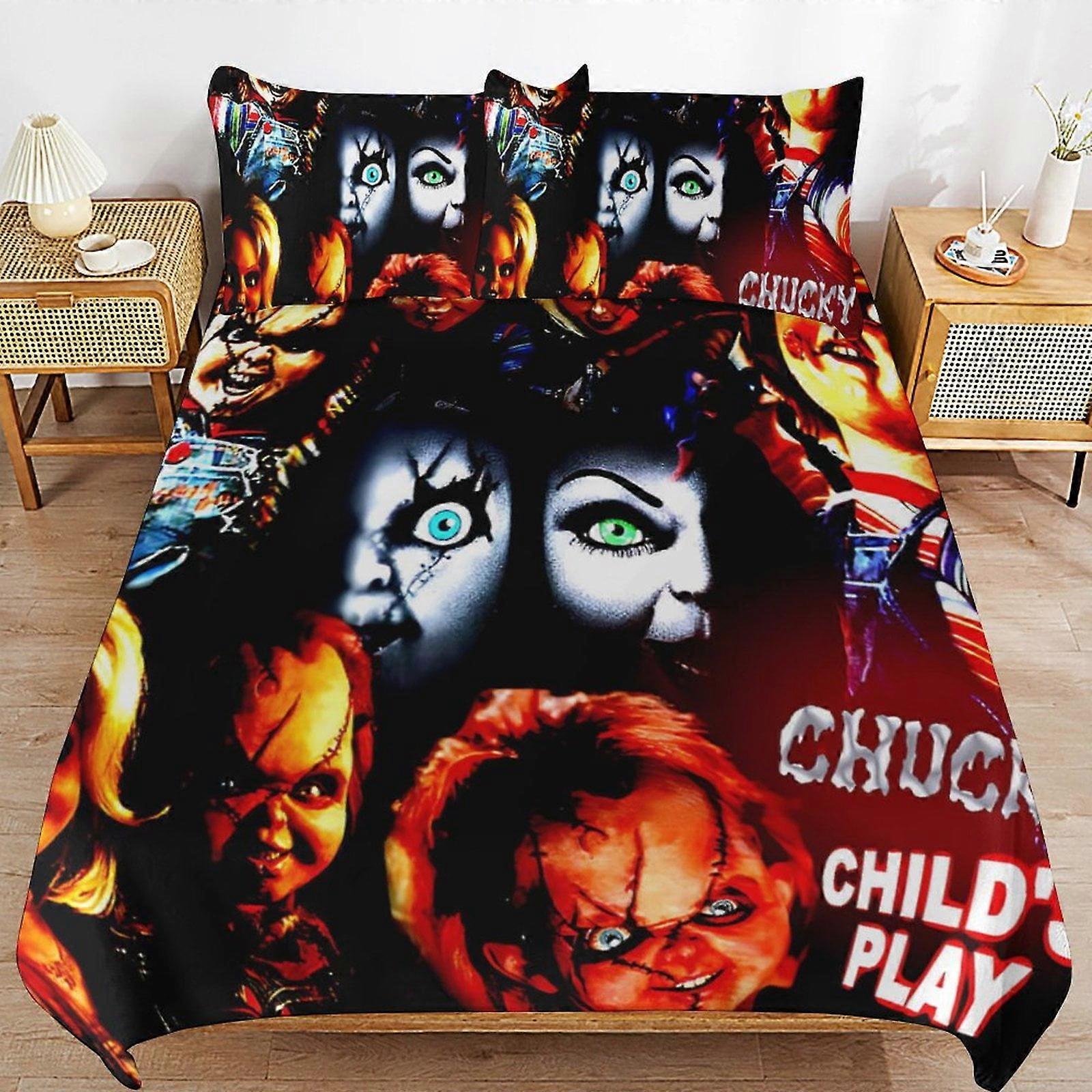 vuodevaatteet SX357 Bride of Chucky vuodevaatteet setti pussilakana Mukavat ja kevyet sarjakuvavuodevaatteet 3-osainen (1 pussilakana ja 2 tyynyliina) AC357