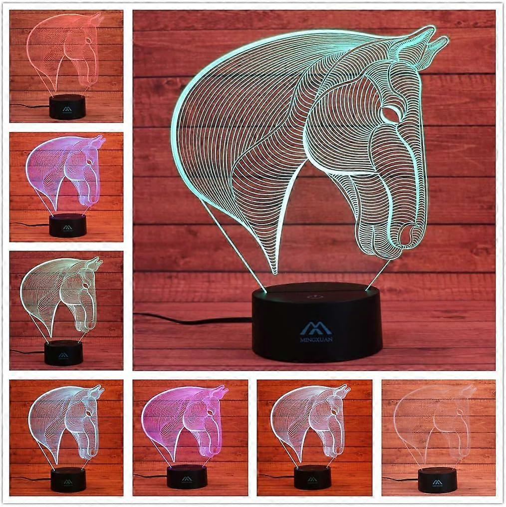 3D Horse Night Light 7 Color LED Touch Table Desk Lamps Energy Saving Animal Lights Fashion Creative Home Decoration Gift