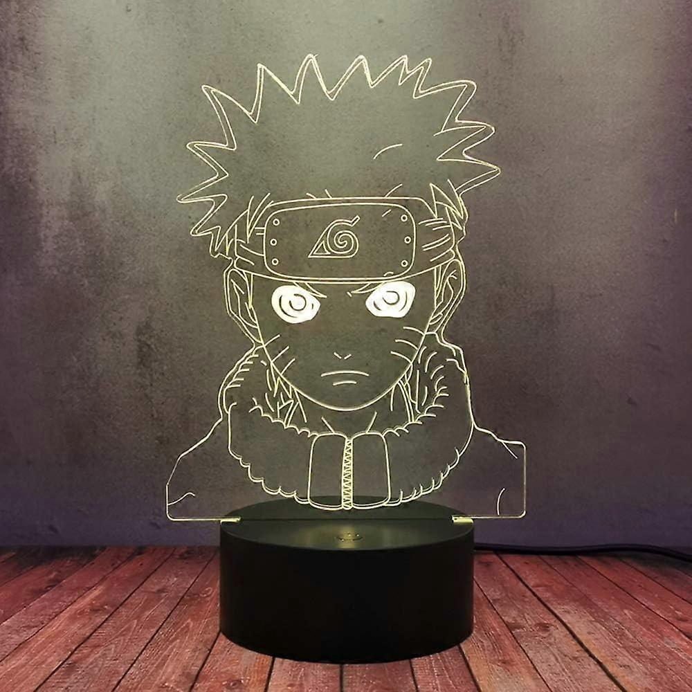 Naruto Kakashi Uchiha Sasuke 3D Illusion Night Light Lamp Smart Touch, RGB Effect USB Cable Powered Creative 3D Japanese Anime Lamp
