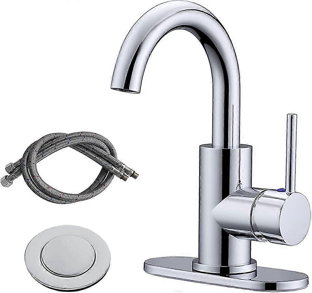 Robinet de lavabo de salle de bain à poignée unique à bec pivotant avec tuyau de débordement et Cupc Wate