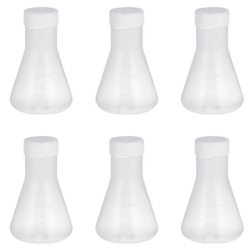 6 pcs plastic flask professional erlenmeyer flask transparent science flask