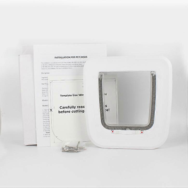 Manual Lock Cat Flap, Easy Installation, 4-Way Manual Lock, for Cats up to 5 kg, Energy Efficient, Adaptable, Accessories Available, White Plastic