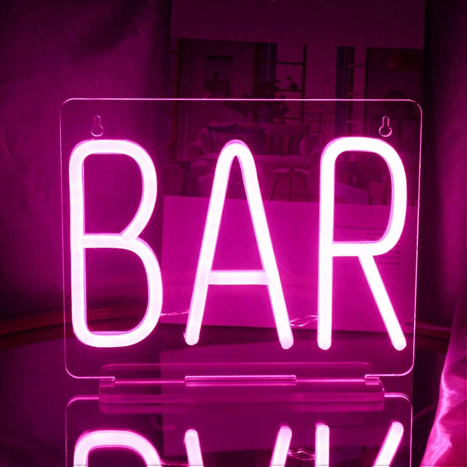 Pink Bar Neon Signs Bar Led Neon Light Sign With Acrylic Base Neon USB Wall Light Hanging Led Light Sign For Home Bar Pub Cocktail Beer Game Party Sig