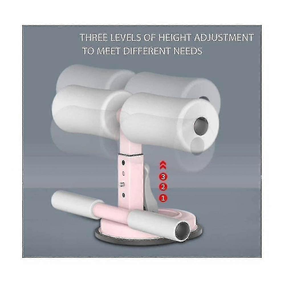 Parallel Bars Sit Up Sucker Aid Adjustable Floor Sit Up Exercise Device Indoor Equipment(Pink)