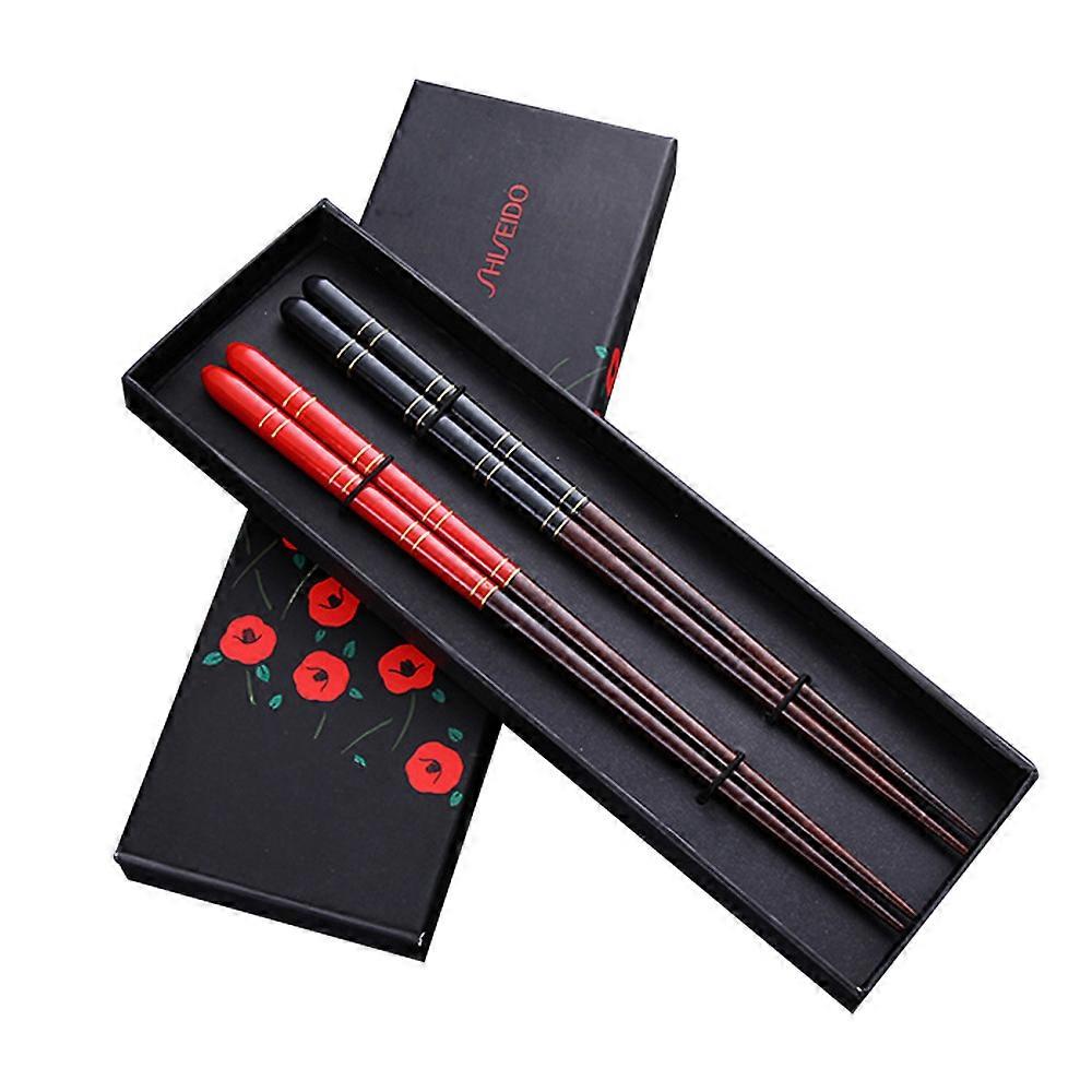 Natural Wood Chopsticks with Case - Reusable Classic Style, Dishwasher Safe, 2 Pairs