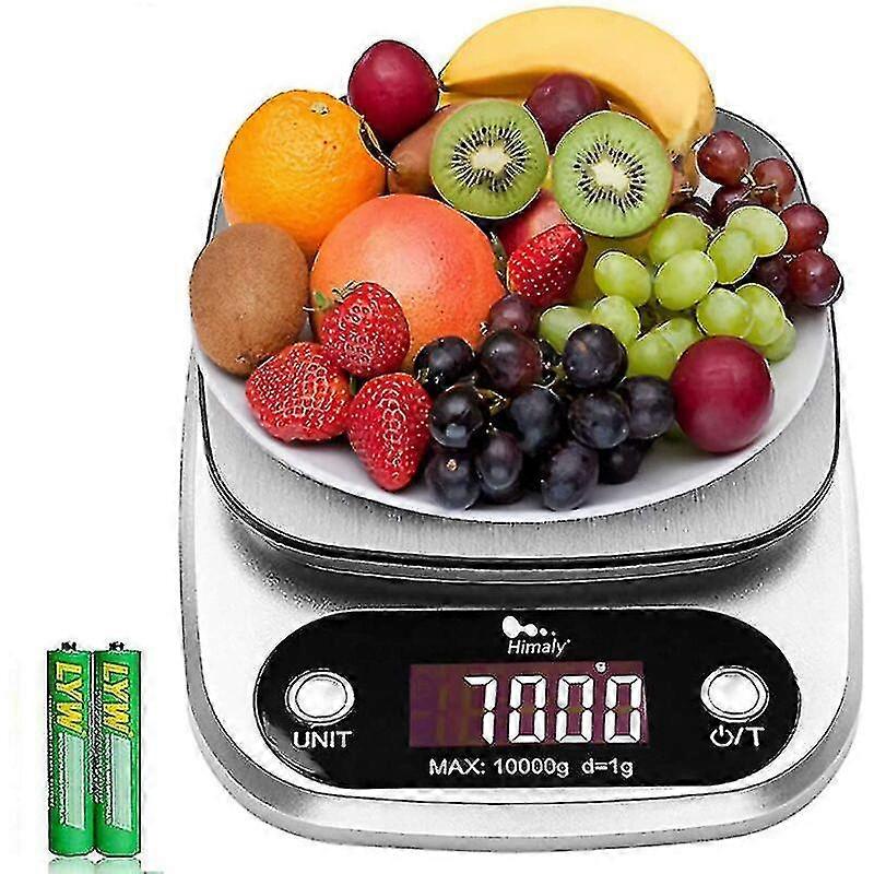 Digital Kitchen Scale - From 1 G To 10 Kg - Stainless Steel - High Accuracy - With Lcd Display And Battery Included [energy Class A+]