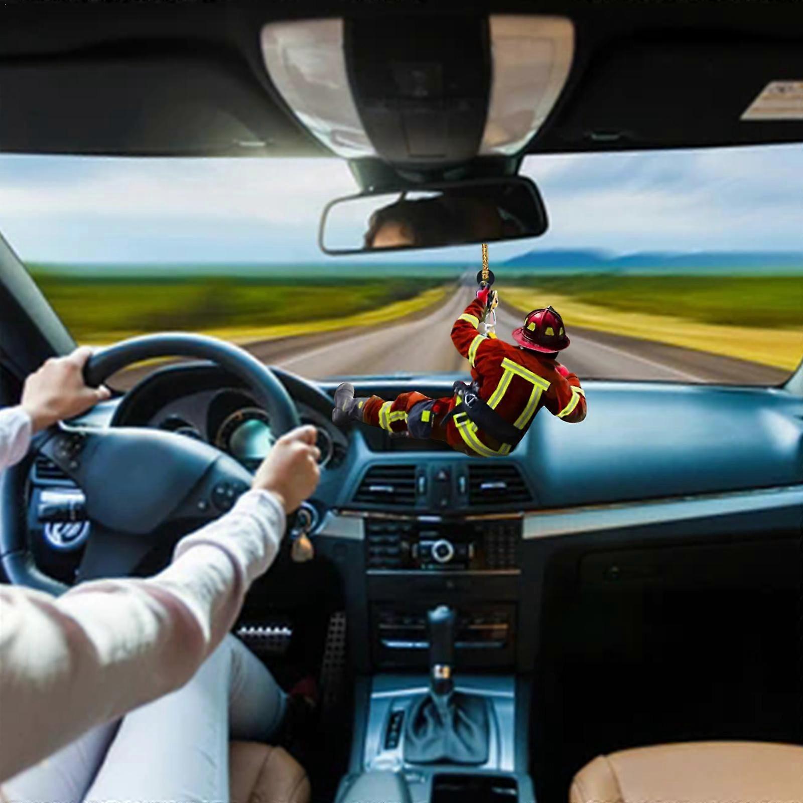 Car Pendant Firefighter Personalized Christmas Firefighter Pendant Auto Rearview Mirror Pendant Christmas Tree Home Decoration