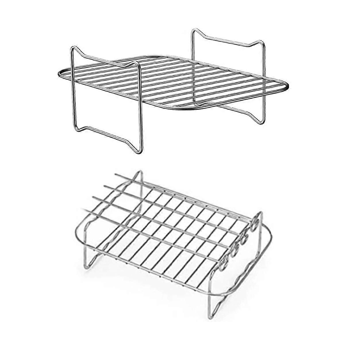 Air Fryer Rack Double Basket Air Fryers Stainless Steel Grill Holder Air Fryer Accessories Cooking Rack Toast Rack