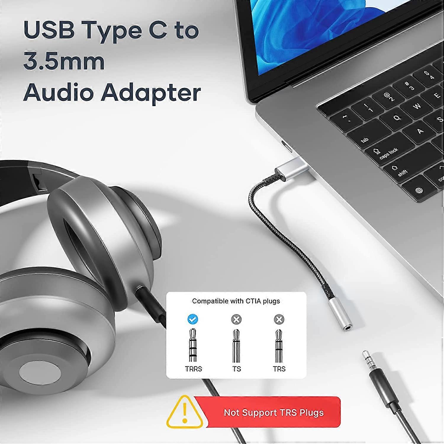 USB C to 3.5mm Headphone Jack Adapter, USB Type C Audio Jack Adapter with DAC, Digital Audio Type C to Audio Headphones Compatible with Galaxy S21 S21