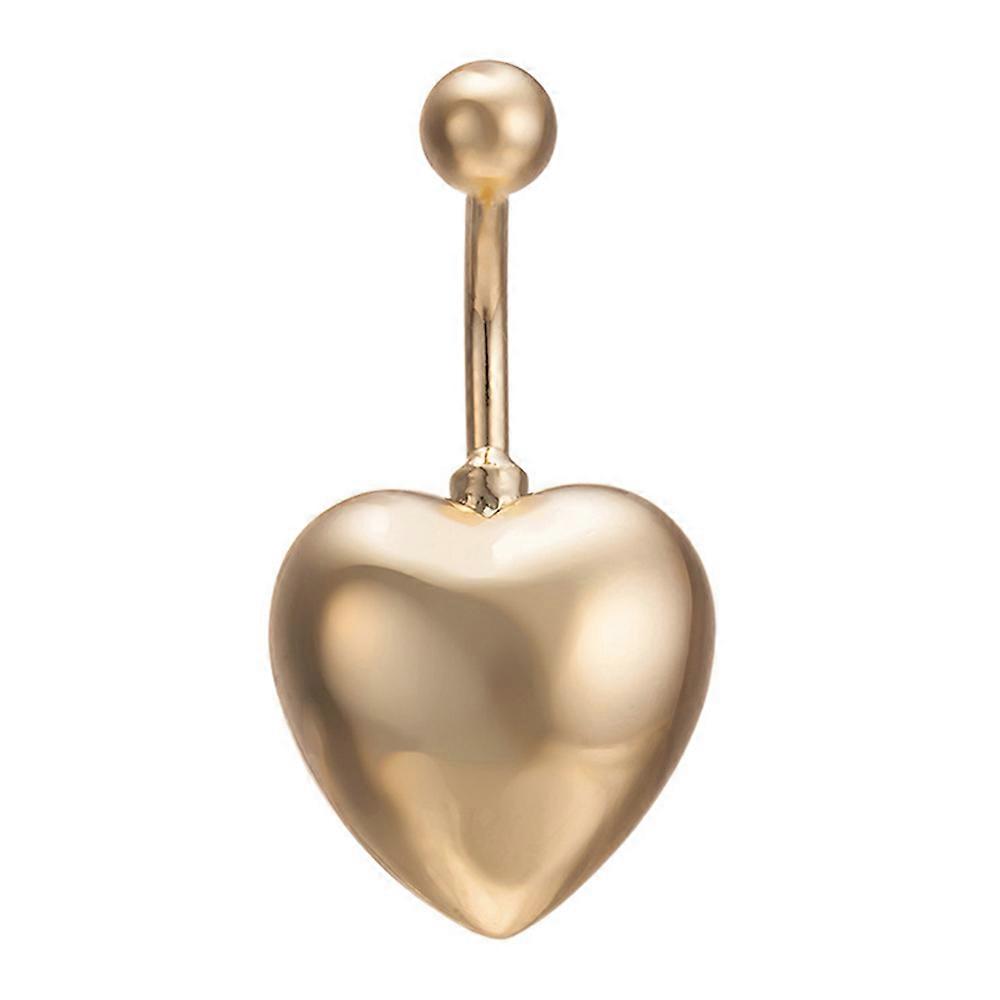 Golden Smooth Surface Heart Shape Navel Buckle Ring