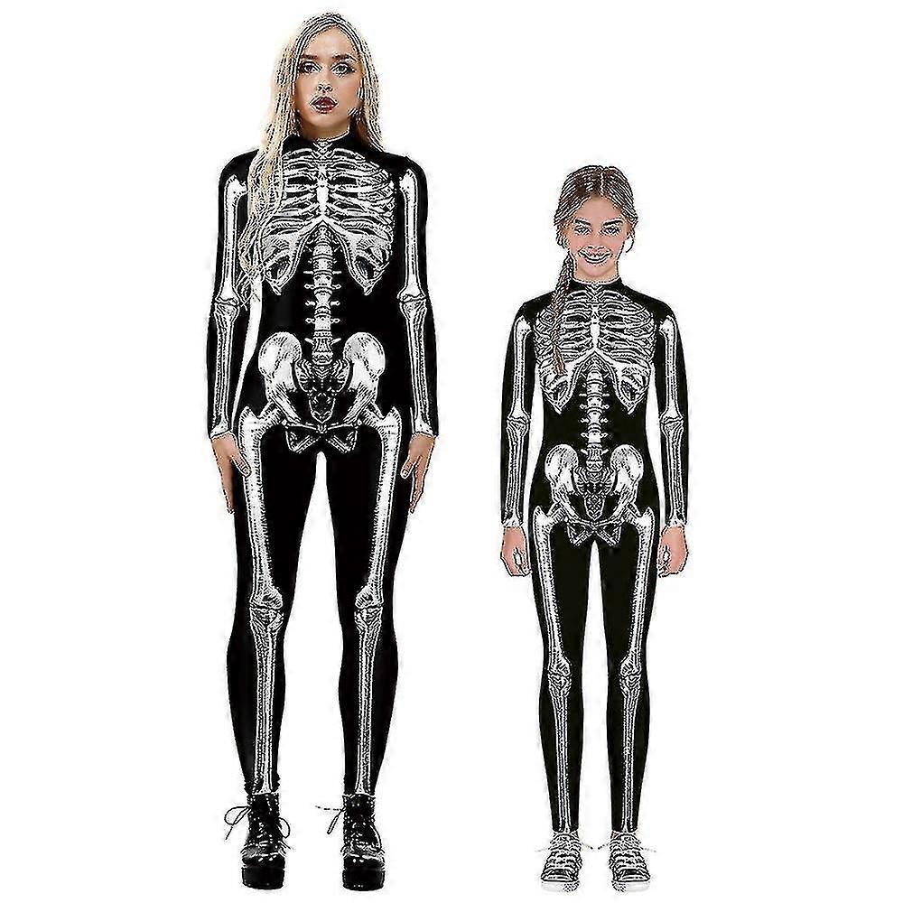 어린이와 성인을 위한 할로윈 해골 의상, 편안한 속옷 점프수트