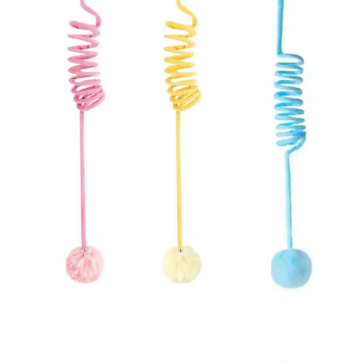 Cats Spring Toys, Self-Play Hanging Stretchable Cats Spring with Bell, 3 Pack Soft Plush Interactiv