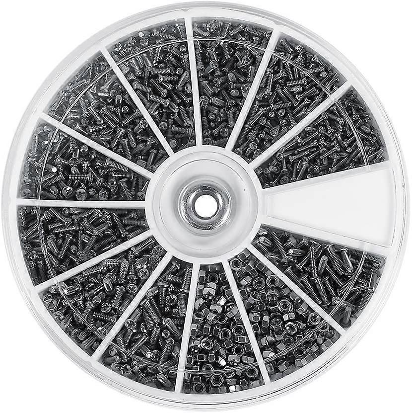 Box of 600pcs Assorted Round Countersunk Head Phillips Cross Recessed Head Bolts in 304 Stainless Steel with Hex Nuts