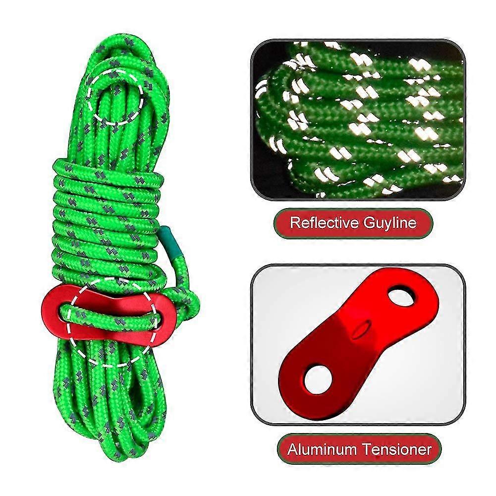 Tent Guy Rope, 4mm Tent Guy Line 13ft Reflective Cord Guy Line Tent Guide Rope
