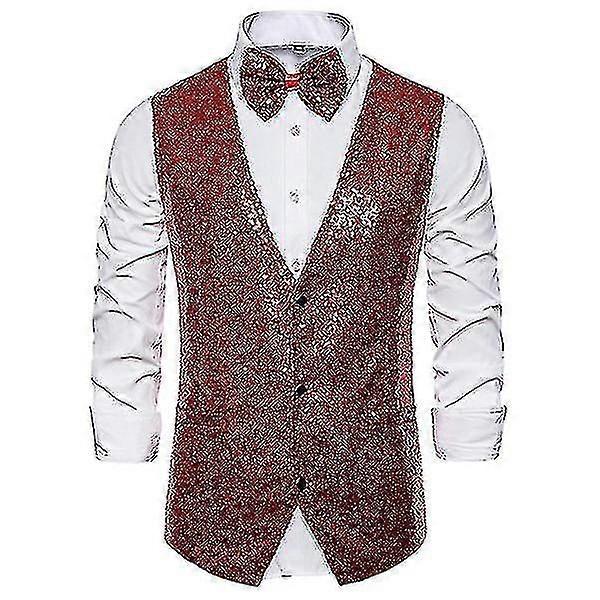 Herren Paillettenweste Glänzende Anzugweste V-Ausschnitt Partykleid