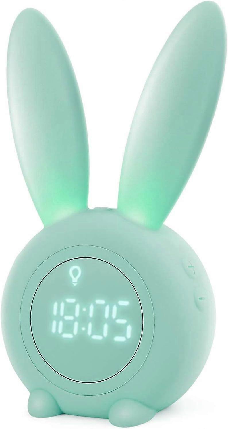 Dww-Rveil Matin  Induction en Forme de Lapin Mignon(Vert), Intelligent Rglage Automatique de la Lumire de Respiration, Affichage Automatique Temps/Dat