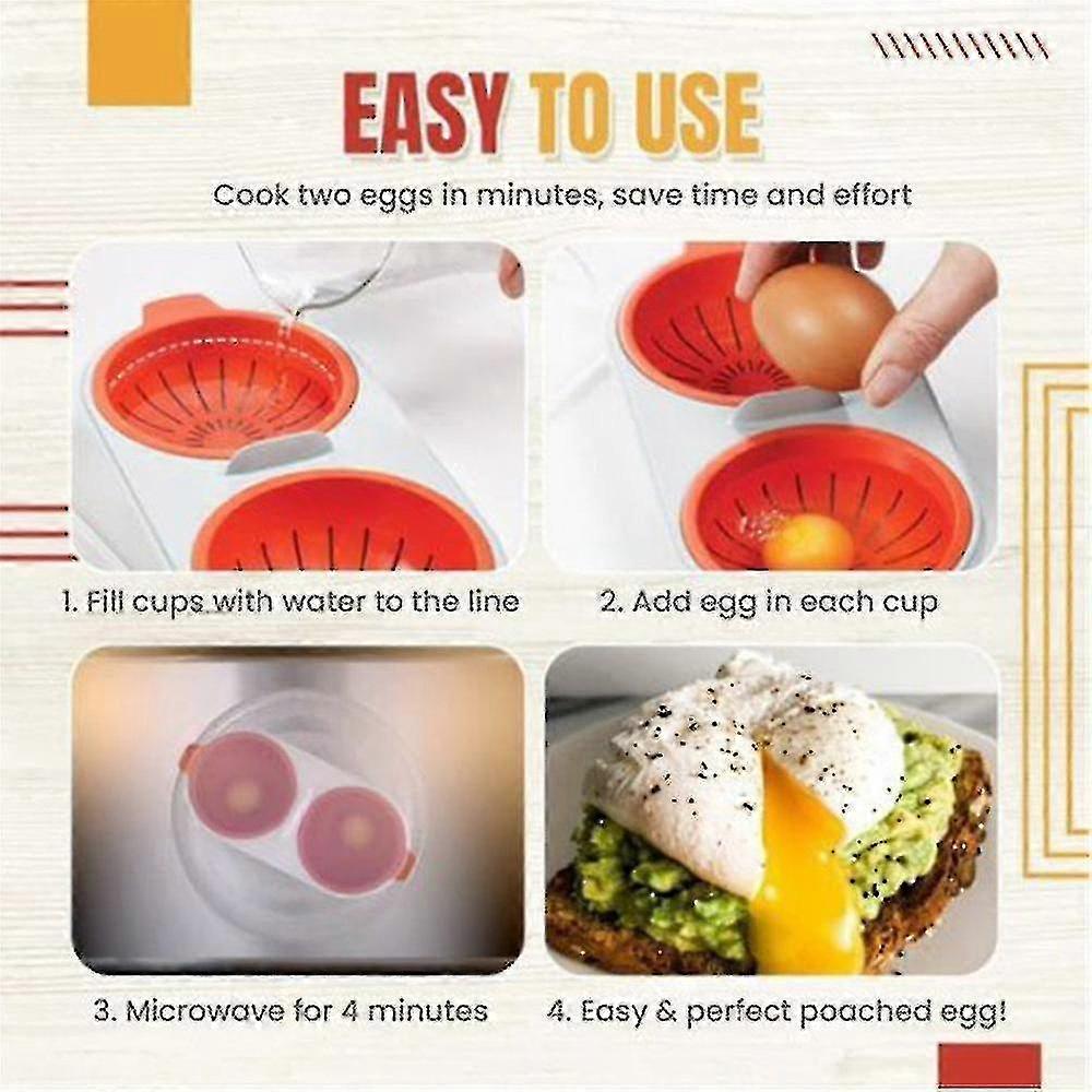 Microwave Eggs Poacher Double Egg Cooker Steamer Cup Kitchen Tool