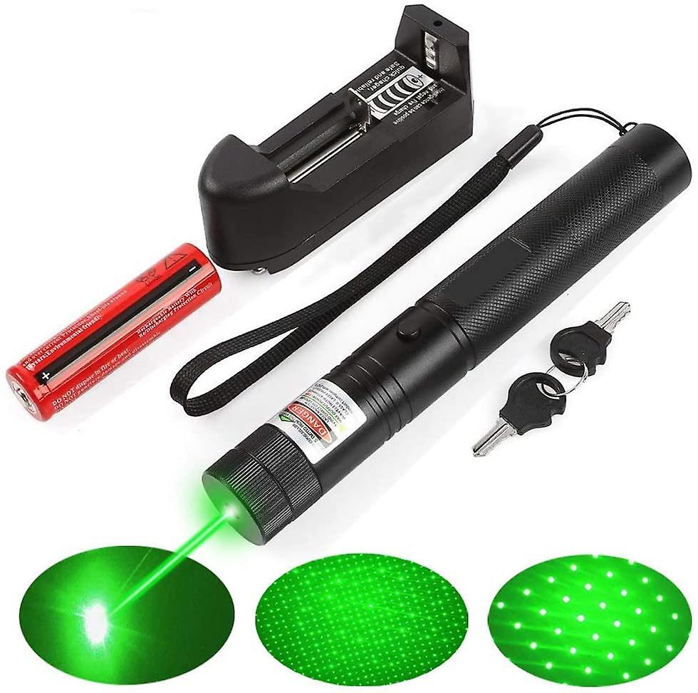 Green Flashlight With Adjustable Focus And Visible Flashlight