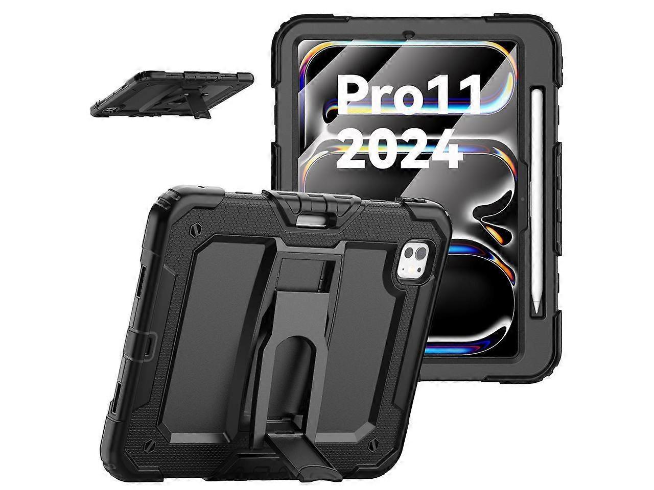 Shockproof Case for iPad Pro 11 Inch 2024 M4 2024 5th Generation A2836/A2837/A3006 Protective Cover with Screen Protector, Built-in Stand