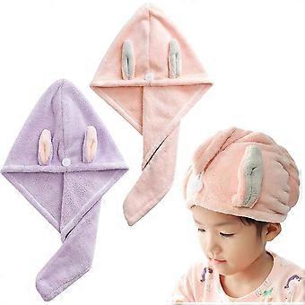 convenient 2 packs of turban towel super absorbent and quick-drying hair towel, cute shower cap