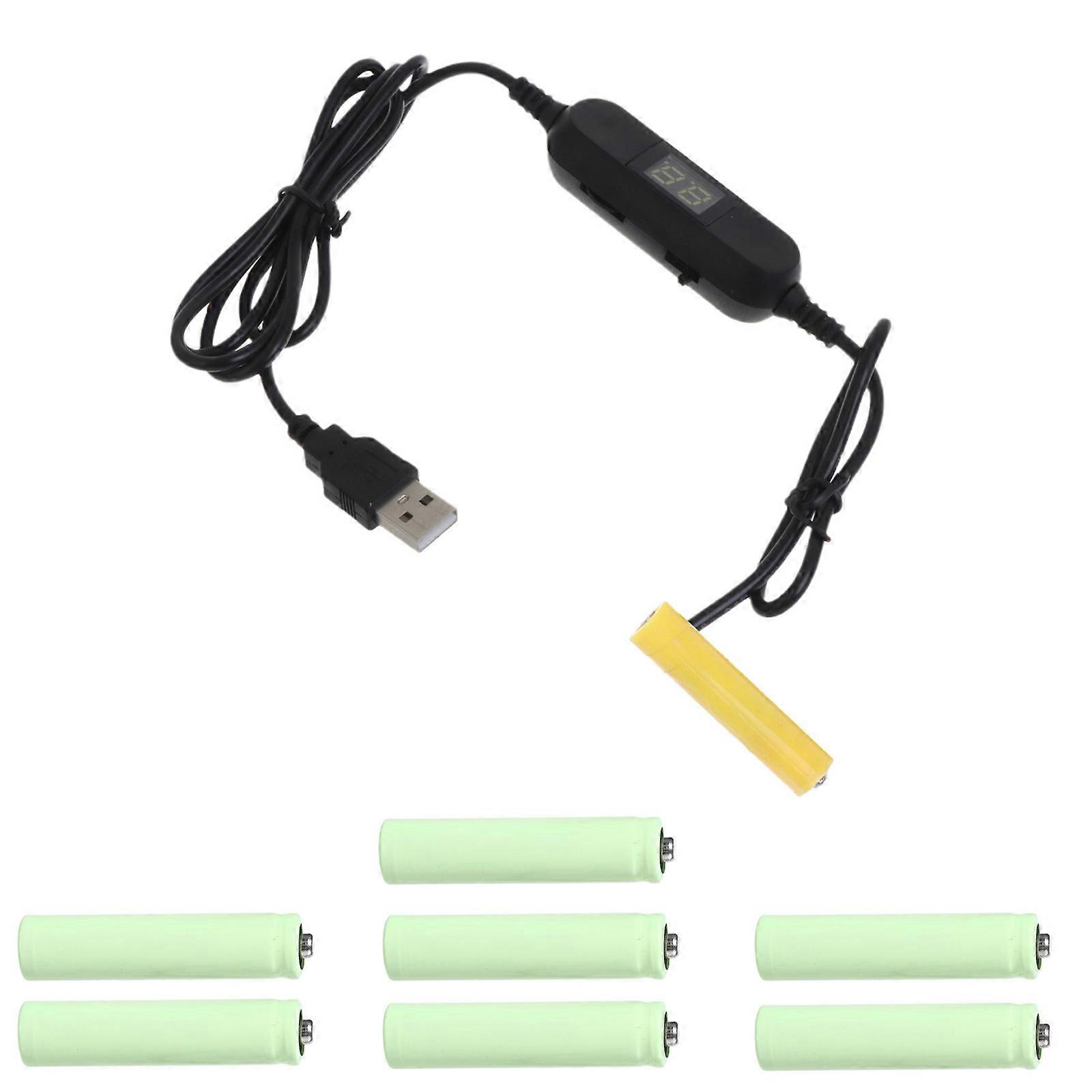 USB to AAA Dummy Battery with Switch Voltmeter Replace 1-8pcs AAA Batteries