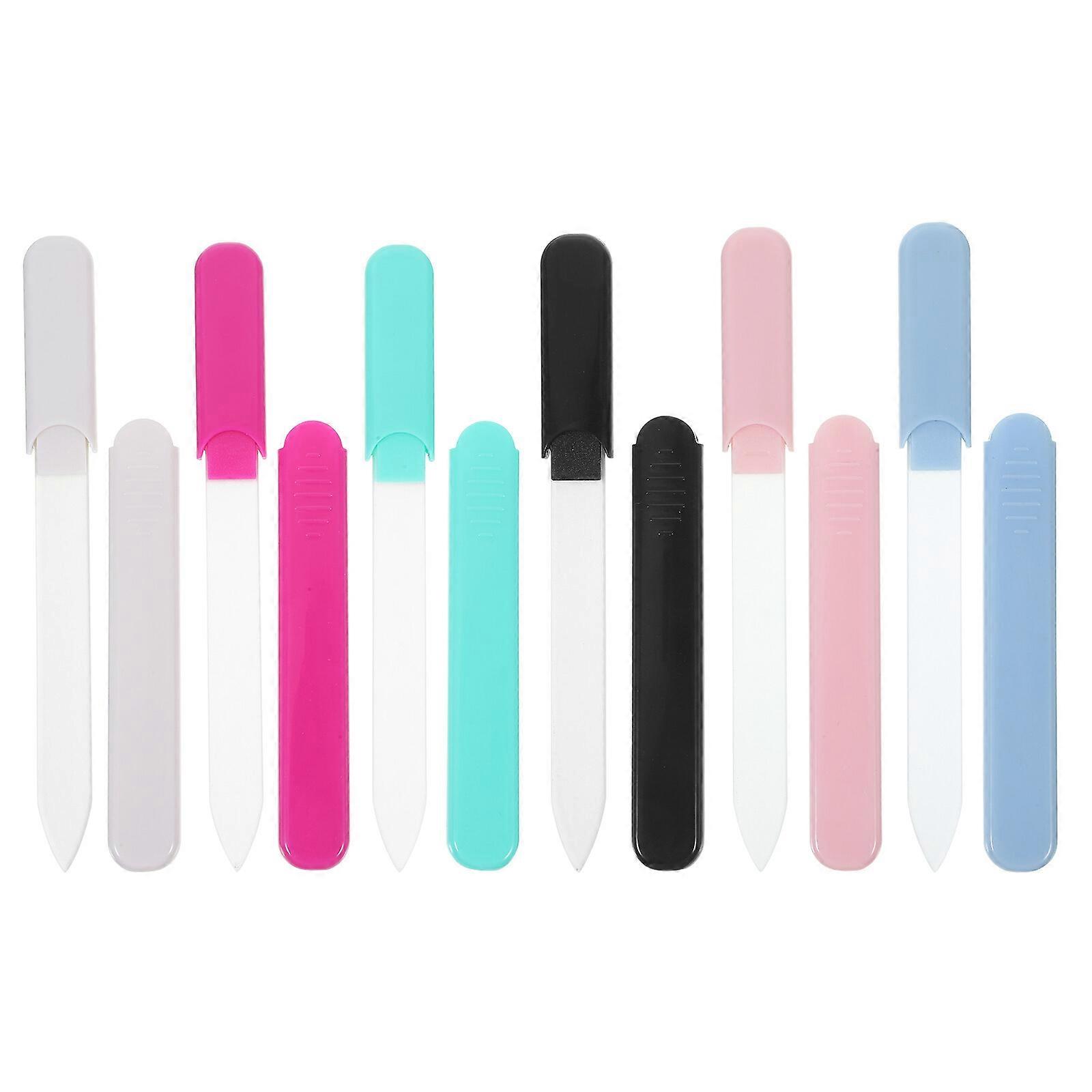 6pcs Limes À Ongles Limes À Ongles En Verre Fichiers Manucure Tampon À Ongles En Verre Limes À Ongles Portables