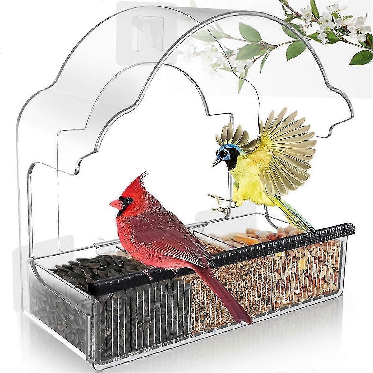 Window Bird Feeders For Outside Clear Bird Window Feeder With 3 Strong Adhesive Sheets, Transparent Acrylic Bird House B