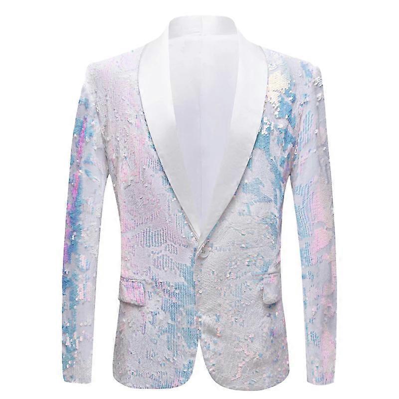 Men's Sequined Colorful Suit with One Button