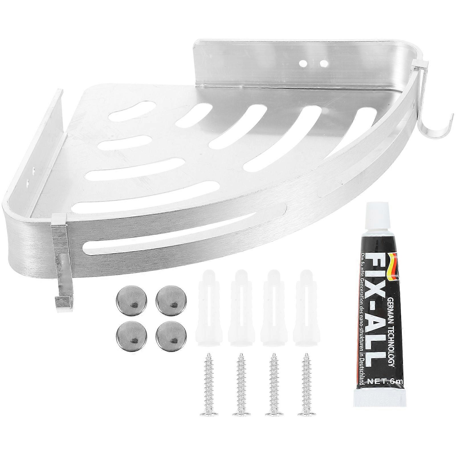 Punch-Free Storage Rack Space Aluminum Commodity Shelf Triangle Wall-Mounted Rack Silver