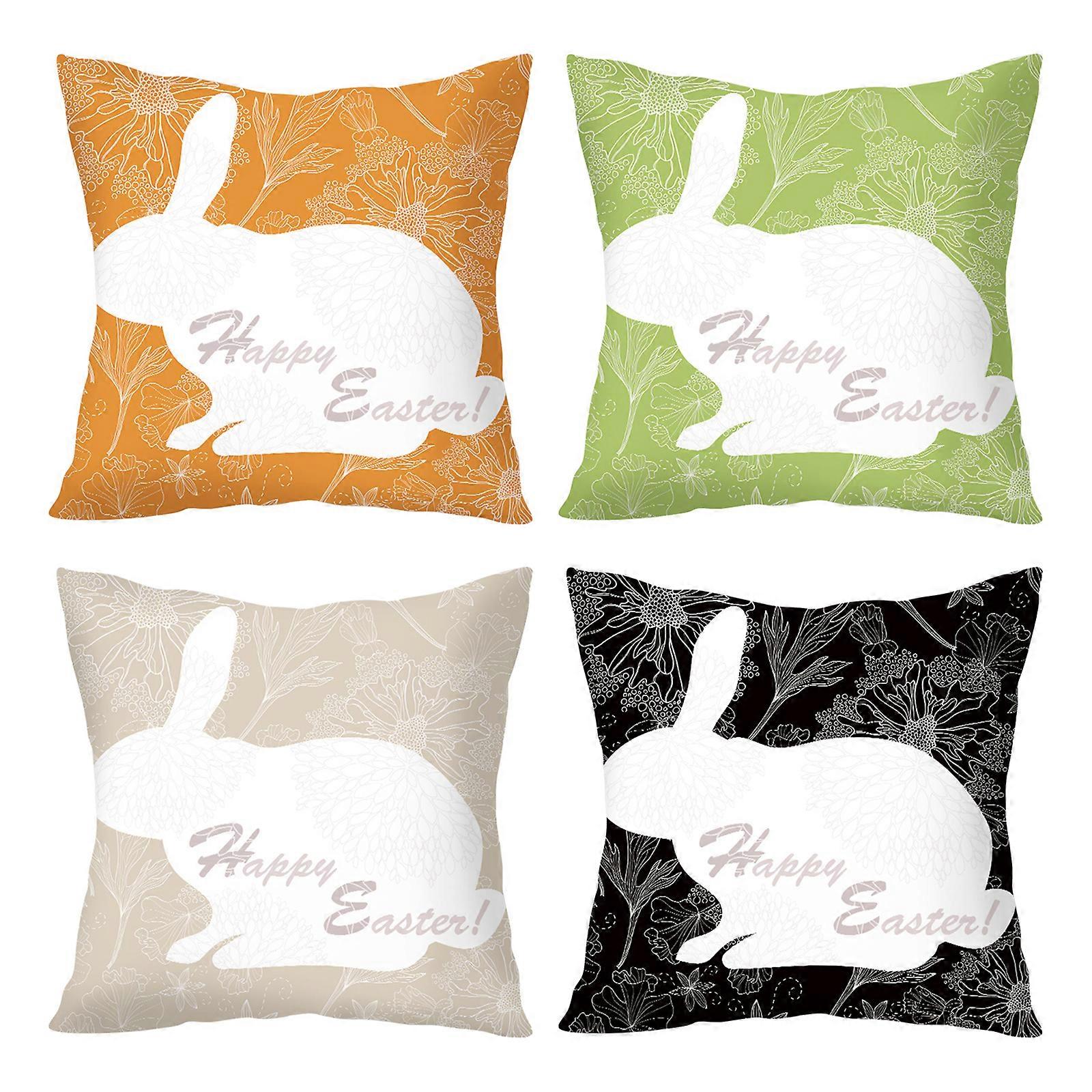 Easter Pillow Covers , Decorative Easter Bunny Eggs Pillow Covers Spring Decorations for Sofa