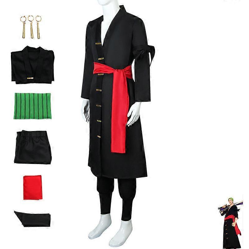 Zoro Roronoa Costume – One Piece Cosplay Anime Halloween Outfit, Robe Kimono, Men's Complete Set, New With Tags