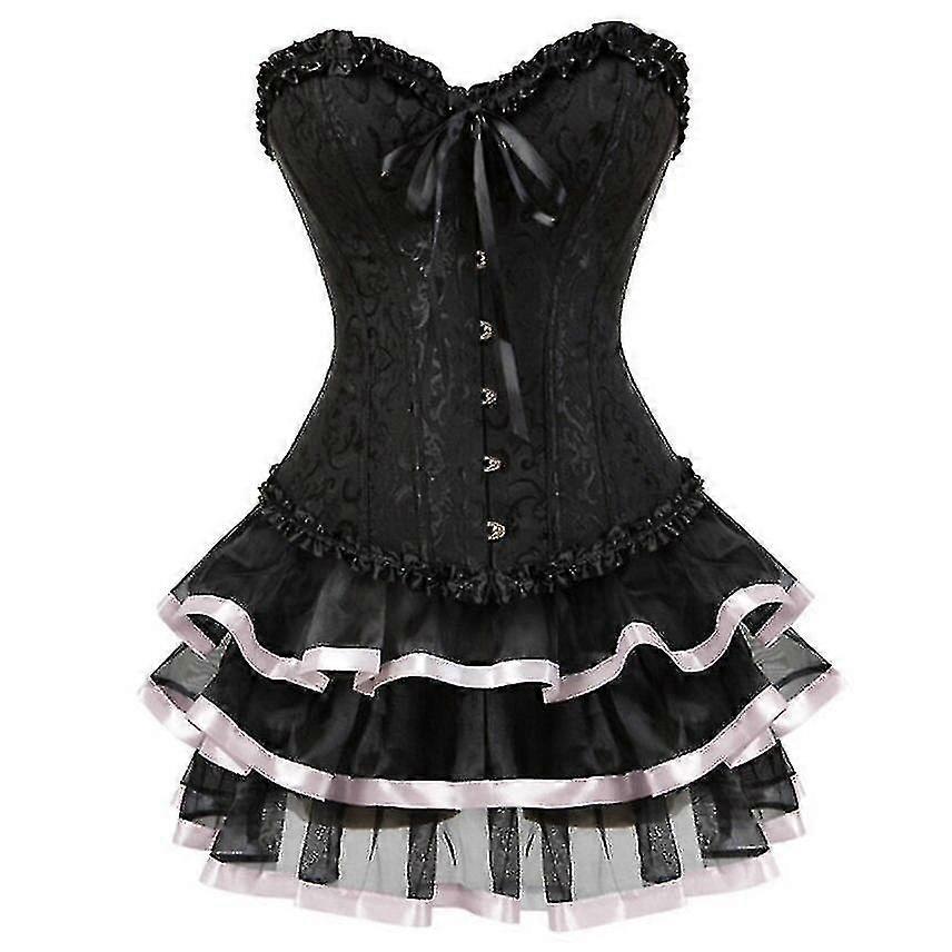 Sexy Corsets Dresses For Women Plus Size Costume Overbust Burlesque Corset And Mini Skirt Set Tutu Corselet