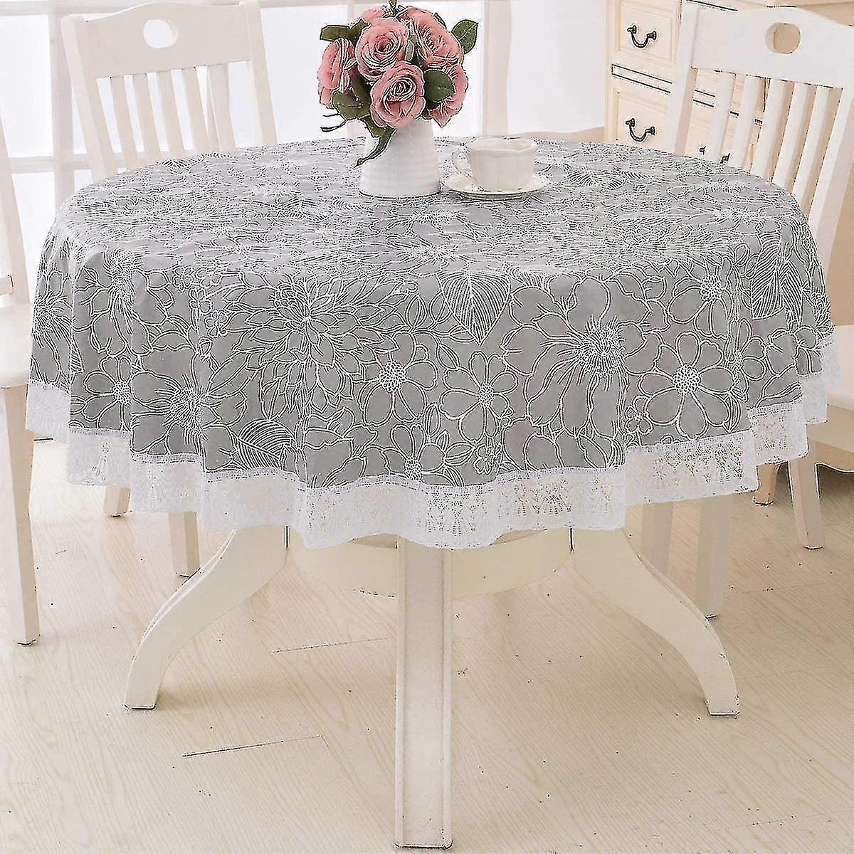 Round Tablecloth Water Resistant Polyester Plaid Table Cloth,diameter 152cm
