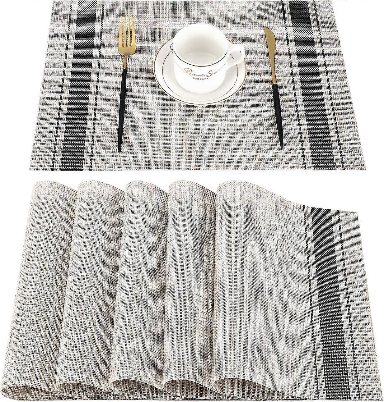 For Set of 6 PVC Placemats Washable Non-slip Heat Resistant, Easy to Clean and Store, 45cmx30cm