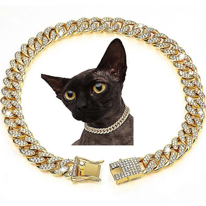 Dog Chain Diamond Cuban Collar Walking Metal Chain Collar with Design Secure Buckle, Pet Cuban Collar Jewelry Accessories for Small Medium Large Dogs 