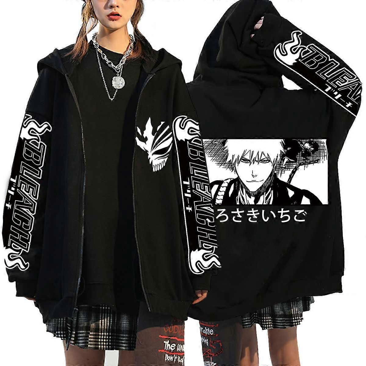 Kurosaki Ichigo Graphic Printed Hooded Anime Bleach Streetwear Men