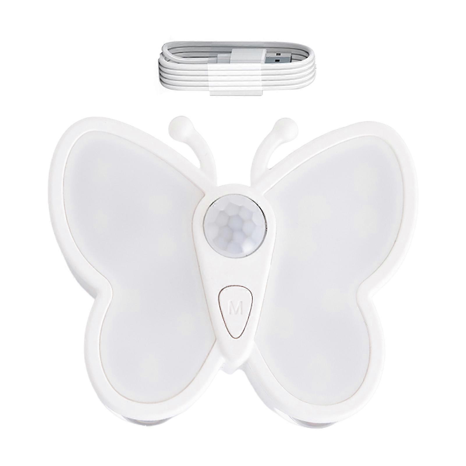 LED Butterfly Night Light Adjustable Brightness USB Rechargeable Smart Motion Sensor Wireless Night Light Bedside Lamp