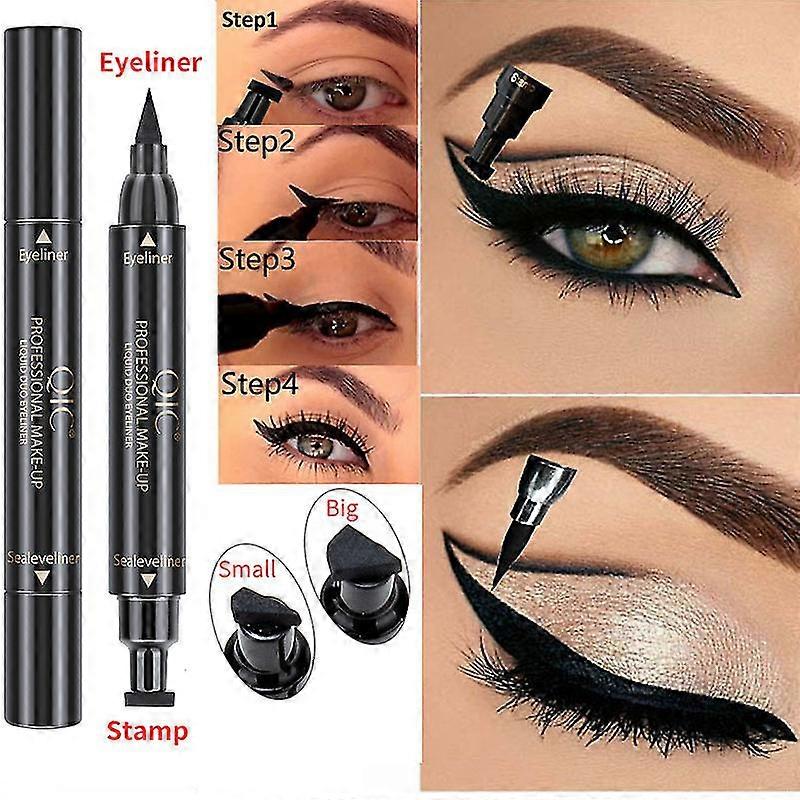 Liquid Eyeliner Waterproof Winged Eyeliner Stamp Pens Cat Eye Liquid  Black Waterproof Stencil Wing Long Lasting Smudgeproof Natural Smooth