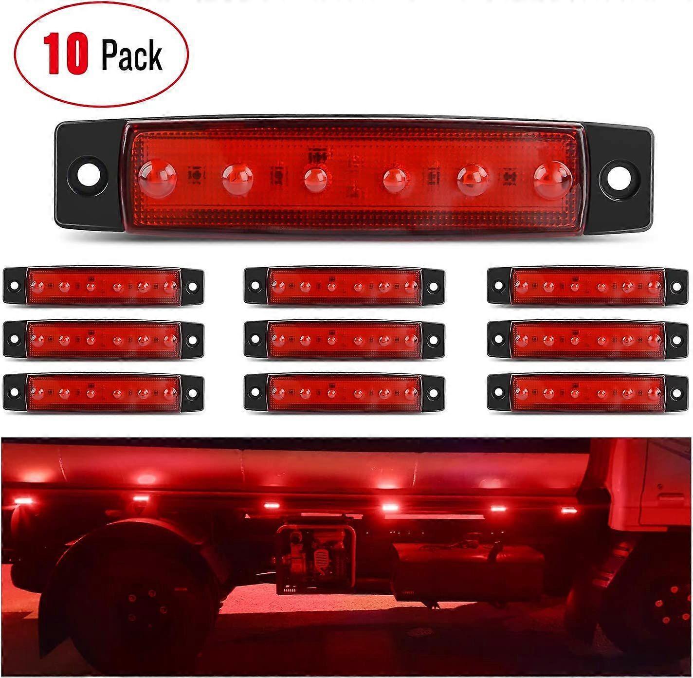 10pcs 3.7 Inch 6LED Side Light Trailer Marker Light Trailer Signal Light for Truck Passenger Car Trailer