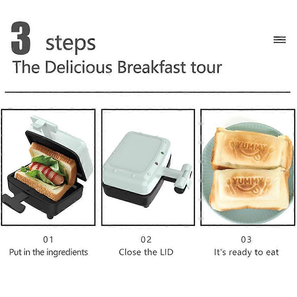 Breakfast Sandwich Maker Compact Electric Sandwich Maker with Non-Stick Plates / Indicator Light / Non Slip Handle Double-Sided Heating Hot Sandwich M