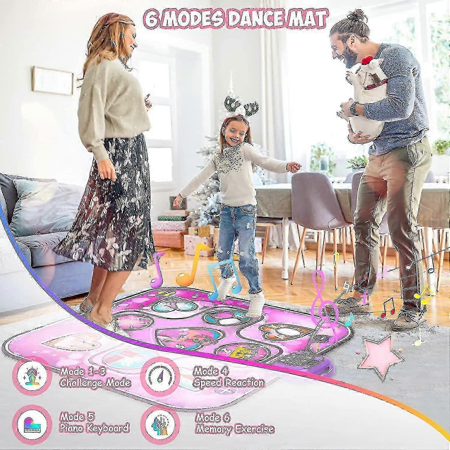 Kids Play Mat SUNLIN Dance Mat, Gift Toy For Girls 3, 4, 5, 6 Years, Frozen Theme, Dance Mat With 7 Modes, 5 Difficulty Levels, 9 Integrated Music, Birthday Gifts For Children From 3-12 Years Kids Drum Set