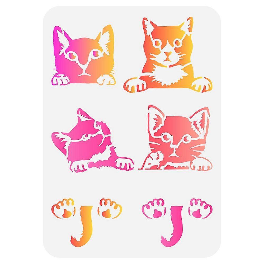 1pc Cat Stencil 8.3x11.7inch Reusable Drawing Templates Cat Tail Stencil Cat Paw Pattern Template Plastic PET Painting Stencil Washable Stencil for Ho